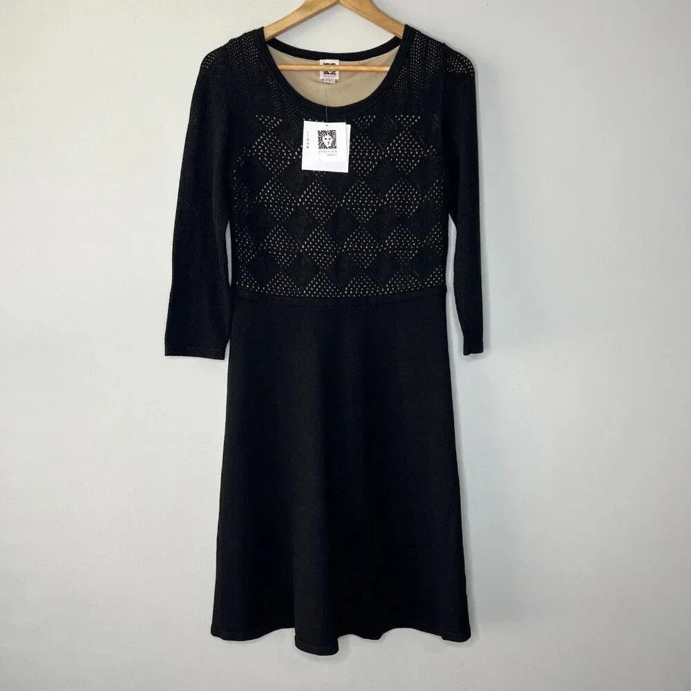 Anne Klein Black Knee Length Dress Sz S Office Buisness Casual Classic Comfy